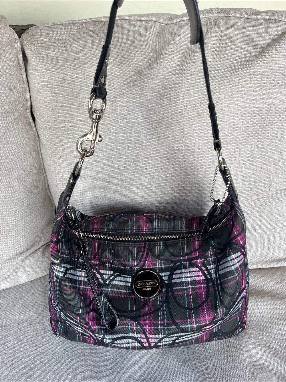 Coach Poppy Plaid Shoulder Bag